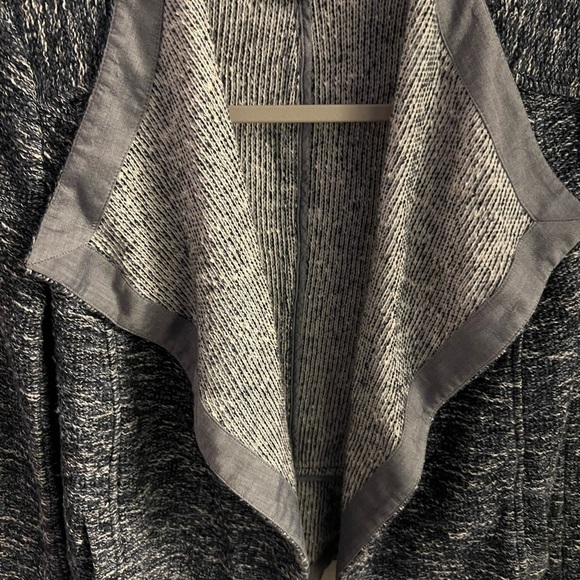 Vince Tweed Open Front Heather Knit Blue Blazer Chambray Trim Career - Picture 4 of 7